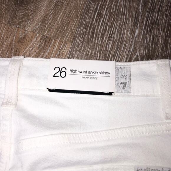 7 For All Mankind White High Waist Ankle Fringe Seam Skinny Jeans Size 26 NWT - Picture 12 of 16